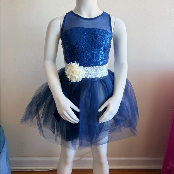 Other - Elegant Navy Kids Dance Costume with Tulle Skirt